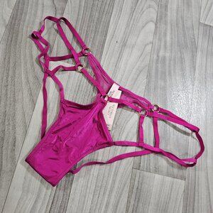 Victoria's Secret VERY SEXY Fuchsia Pink Strappy High-Leg Cheeky Panty Size L